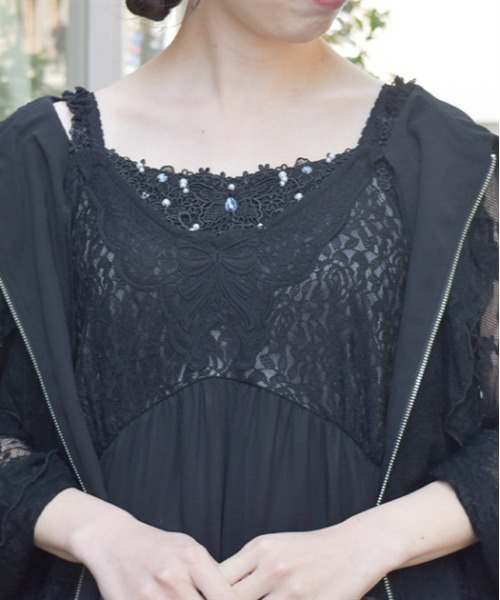 axes femme（アクシーズファム）の「ビジュー×蝶レースタンク（タンクトップ・レディース・ブラック/ピンク/キナリ・FREE）」の7枚目の写真