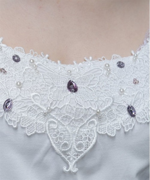 axes femme（アクシーズファム）の「ビジュー×蝶レースタンク（タンクトップ・レディース・ブラック/ピンク/キナリ・FREE）」の8枚目の写真