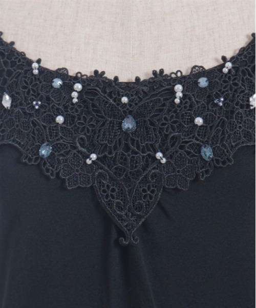 332◇花型ビジューキャミタンク 黒 ブラック axes femme アクシーズ 332◇花型ビジューキャミタンク 黒 ブラック axes femme