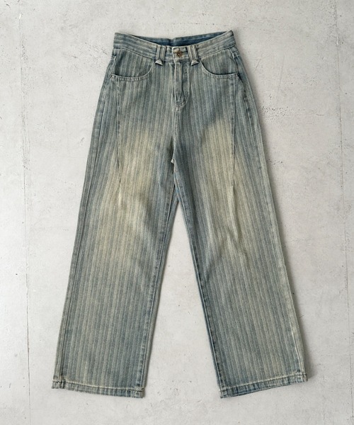 セール】ストライプ柄ワイドデニムパンツ（デニムパンツ）｜Bamm（バム