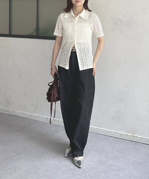 Thevon（ゼボン）の「タックサテンバッグ（トートバッグ・レディース・アイボリー/ブラウン/イエロー・FREE）」の11枚目の写真