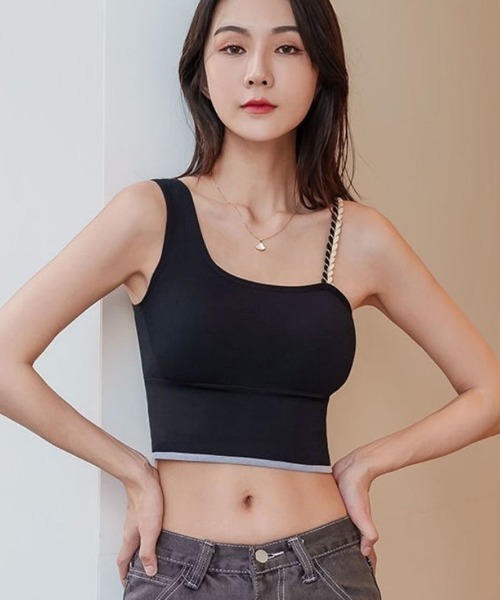 shoppinggo（ショッピングゴー）の「キャミソール カップ付 キャミ（キャミソール・レディース・ベージュ/ホワイト/ブラウン/ブラック・FREE）」の5枚目の写真