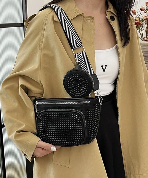 shoppinggo(ショッピングゴー)の「ミニショルダーバッグ 2点セット(ショルダーバッグ・レディース・シルバー/ブラック・FREE)」の14枚目の写真