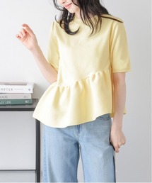 アシンメトリーペプラムニットトップス