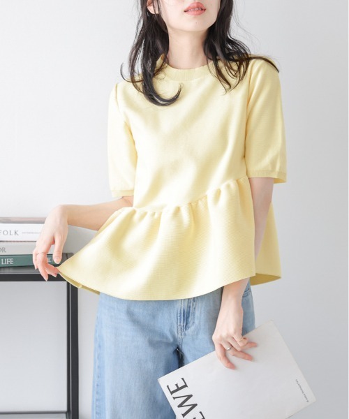 La-gemme(ラジェム)の「アシンメトリーペプラムニットトップス(ニット/セーター・レディース・ブラック/ピンク/ベージュ/イエロー/ホワイト・フリー)」の19枚目の写真