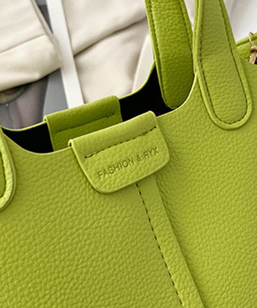 NANEA（ナネア）の「ポーチ付きバケツ型合成皮革ショルダー/ハンドバッグ（ショルダーバッグ・レディース・ブラック/グリーン/ライム/ピンク/ホワイト・フリー）」の14枚目の写真