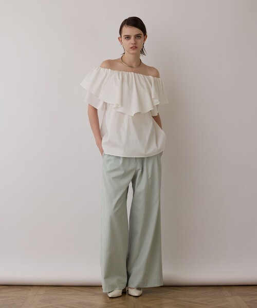 Diagram（ダイアグラム）の「ストレッチワイドパンツ（その他パンツ・レディース・カーキ/グリーン/ホワイト/ブラック・38/36/34）」の14枚目の写真