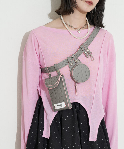 GRAIN(グレイン)の「【GRAIN/グレイン】オーストリッチアソートベルトバッグ(ベルト・レディース・ブルー/グレー/アイボリー・FREE)」の3枚目の写真