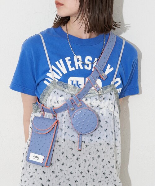 GRAIN(グレイン)の「【GRAIN/グレイン】オーストリッチアソートベルトバッグ(ベルト・レディース・ブルー/グレー/アイボリー・FREE)」の1枚目の写真