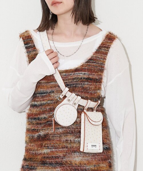 GRAIN(グレイン)の「【GRAIN/グレイン】オーストリッチアソートベルトバッグ(ベルト・レディース・ブルー/グレー/アイボリー・FREE)」の2枚目の写真