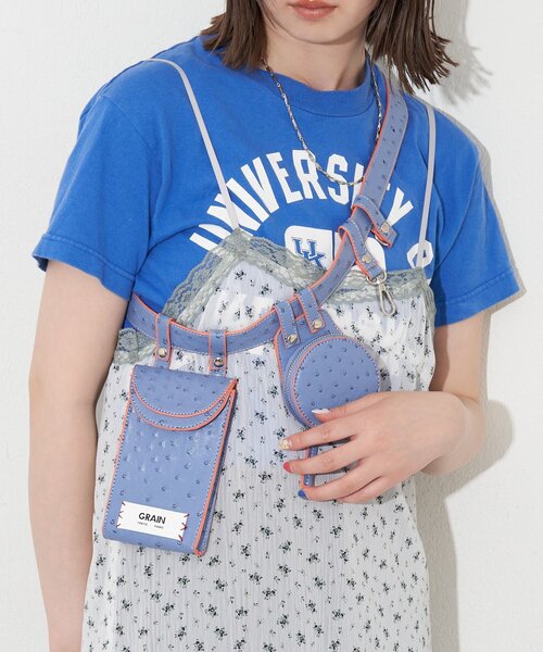 GRAIN(グレイン)の「【GRAIN/グレイン】オーストリッチアソートベルトバッグ(ベルト・レディース・ブルー/グレー/アイボリー・FREE)」の4枚目の写真