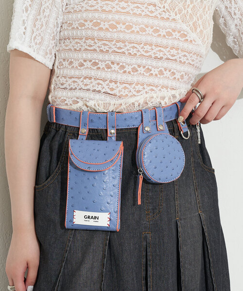 GRAIN(グレイン)の「【GRAIN/グレイン】オーストリッチアソートベルトバッグ(ベルト・レディース・ブルー/グレー/アイボリー・FREE)」の8枚目の写真