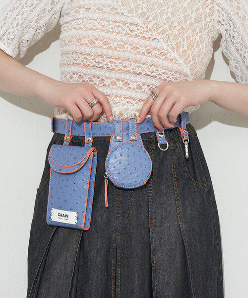 GRAIN(グレイン)の「【GRAIN/グレイン】オーストリッチアソートベルトバッグ(ベルト・レディース・ブルー/グレー/アイボリー・FREE)」の9枚目の写真