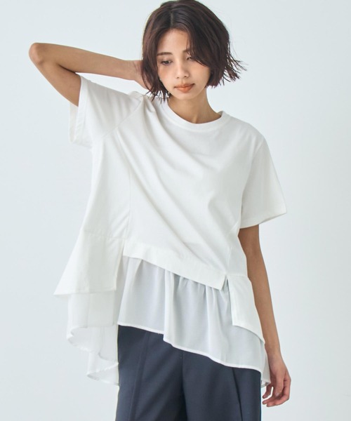 ANAP(アナップ)の「裾フリル デザイン Tシャツ(Tシャツ/カットソー・レディース・グレー/ホワイト/ブラック・FREE)」の2枚目の写真
