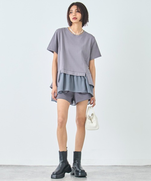 ANAP(アナップ)の「裾フリル デザイン Tシャツ(Tシャツ/カットソー・レディース・グレー/ホワイト/ブラック・FREE)」の5枚目の写真