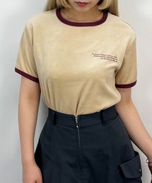 NICOLE CLUB | ベロア刺繍Tシャツ(Tシャツ/カットソー)