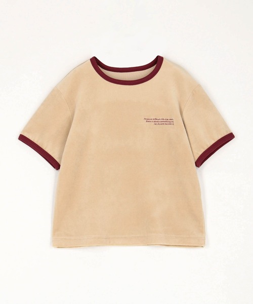 NICOLE CLUB（ニコル　クラブ）の「ベロア刺繍Tシャツ（Tシャツ/カットソー・レディース・ベージュ/オフホワイト/ブラウン・FREE）」の5枚目の写真