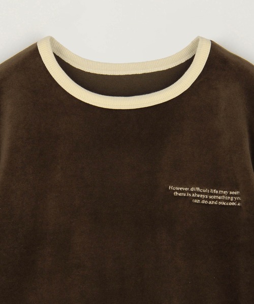 NICOLE CLUB（ニコル　クラブ）の「ベロア刺繍Tシャツ（Tシャツ/カットソー・レディース・ベージュ/オフホワイト/ブラウン・FREE）」の8枚目の写真