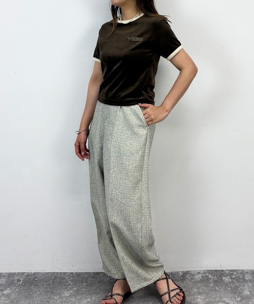 NICOLE CLUB（ニコル　クラブ）の「ベロア刺繍Tシャツ（Tシャツ/カットソー・レディース・ベージュ/オフホワイト/ブラウン・FREE）」の19枚目の写真