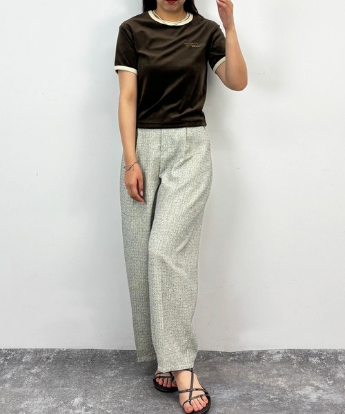 NICOLE CLUB（ニコル　クラブ）の「ベロア刺繍Tシャツ（Tシャツ/カットソー・レディース・ベージュ/オフホワイト/ブラウン・FREE）」の22枚目の写真