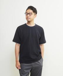 エステルスパンリップルフェイクレイヤードTシャツ
