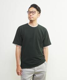 エステルスパンリップルフェイクレイヤードTシャツ
