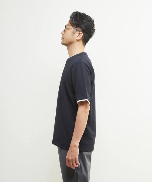 MEN'S MELROSE(メンズメルローズ)の「エステルスパンリップルフェイクレイヤードTシャツ(Tシャツ/カットソー・メンズ・ホワイト/ネイビー/グリーン・2/4/3)」の17枚目の写真