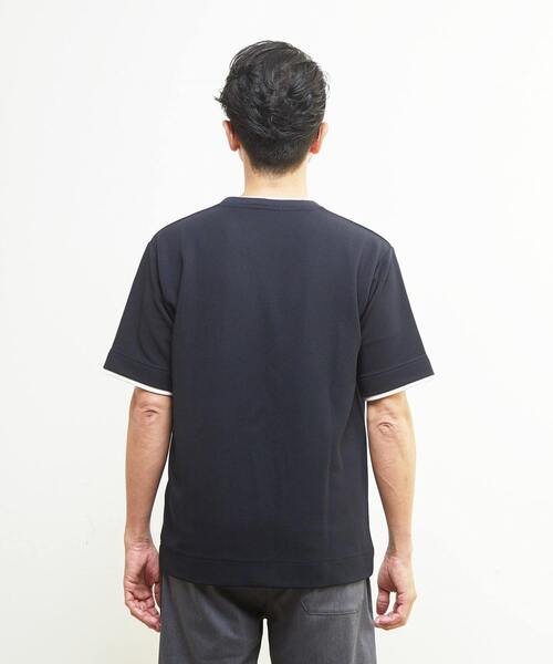 MEN'S MELROSE(メンズメルローズ)の「エステルスパンリップルフェイクレイヤードTシャツ(Tシャツ/カットソー・メンズ・ホワイト/ネイビー/グリーン・2/4/3)」の18枚目の写真