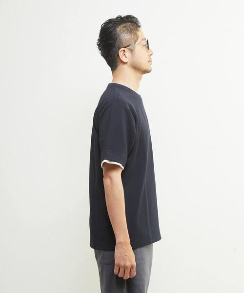 MEN'S MELROSE(メンズメルローズ)の「エステルスパンリップルフェイクレイヤードTシャツ(Tシャツ/カットソー・メンズ・ホワイト/ネイビー/グリーン・2/4/3)」の19枚目の写真