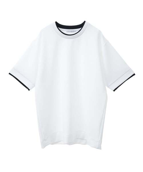 MEN'S MELROSE(メンズメルローズ)の「エステルスパンリップルフェイクレイヤードTシャツ(Tシャツ/カットソー・メンズ・ホワイト/ネイビー/グリーン・2/4/3)」の12枚目の写真
