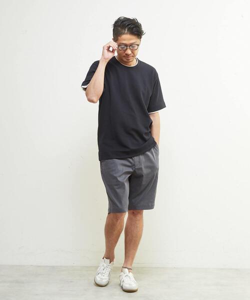 MEN'S MELROSE(メンズメルローズ)の「エステルスパンリップルフェイクレイヤードTシャツ(Tシャツ/カットソー・メンズ・ホワイト/ネイビー/グリーン・2/4/3)」の4枚目の写真