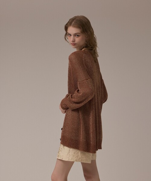 GRACE CONTINENTAL(グレースコンチネンタル)の「ラメルーズニットカーディガン(カーディガン/ボレロ・レディース・ベージュ/キナリ/ブラウン・36)」の15枚目の写真