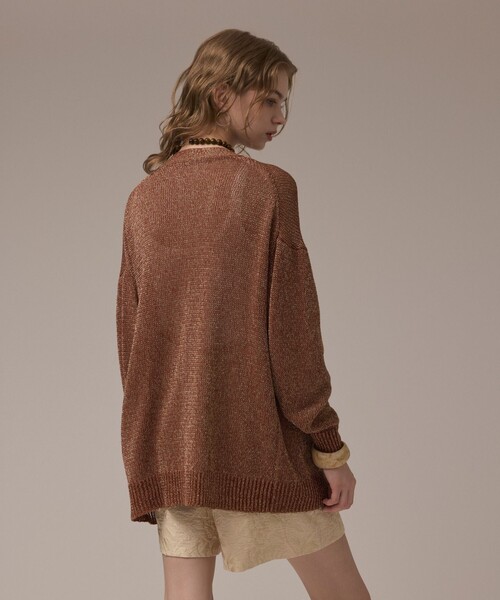 GRACE CONTINENTAL(グレースコンチネンタル)の「ラメルーズニットカーディガン(カーディガン/ボレロ・レディース・ベージュ/キナリ/ブラウン・36)」の16枚目の写真