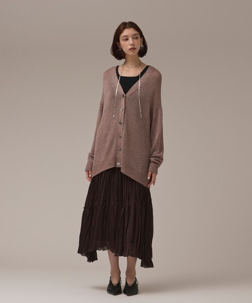 GRACE CONTINENTAL(グレースコンチネンタル)の「ラメルーズニットカーディガン(カーディガン/ボレロ・レディース・ベージュ/キナリ/ブラウン・36)」の8枚目の写真