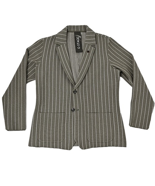 g-stage(ジーステージ)の「サマーニット ストライプジャケット(セットアップ・メンズ・ネイビー/ライトグレー系/ブラウン・46/48/50)」の2枚目の写真
