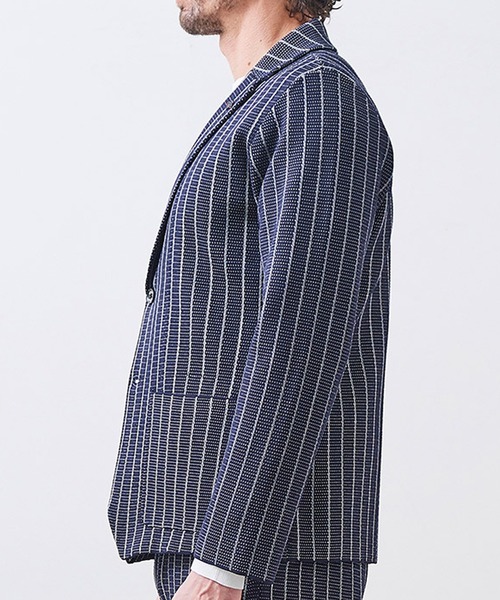 g-stage(ジーステージ)の「サマーニット ストライプジャケット(セットアップ・メンズ・ネイビー/ライトグレー系/ブラウン・46/48/50)」の15枚目の写真