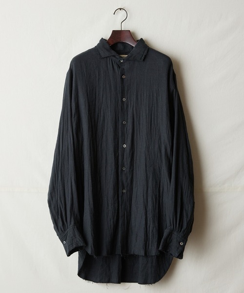 frayed one-piece standing-collar shirt（シャツ/ブラウス