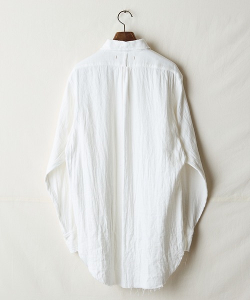 suzuki takayuki（スズキタカユキ）の「frayed one-piece standing-collar shirt（シャツ/ブラウス・メンズ・ブラック/ホワイト・02）」の5枚目の写真