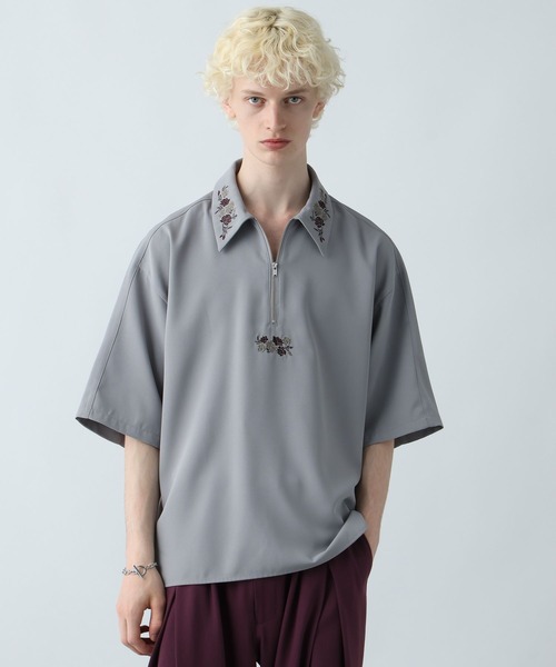 HARE シシュウシャツ セール】フラワーハーフZIPシシュウシャツ(HARE)（シャツ