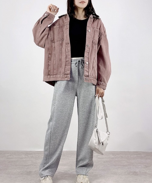 CLOTHY(クロシィ)の「【この色味、ただ者じゃない。】ウォッシュ加工Gジャン(デニムジャケット・レディース・ベージュ/ピンク/ブルー・MEDIUM)」の8枚目の写真