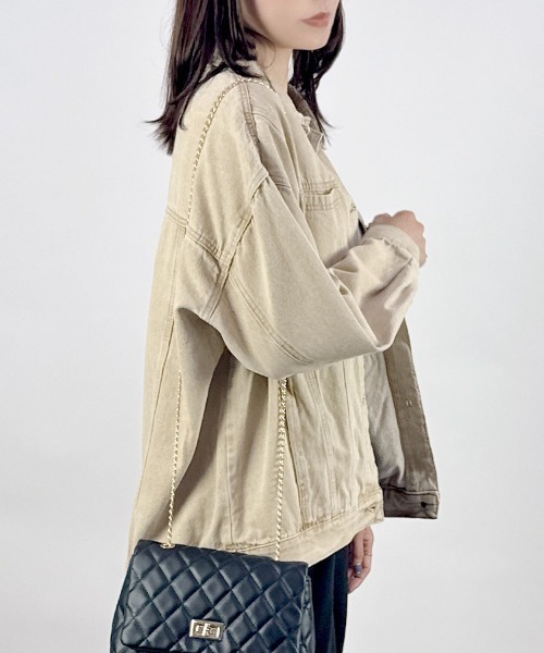 CLOTHY(クロシィ)の「【この色味、ただ者じゃない。】ウォッシュ加工Gジャン(デニムジャケット・レディース・ベージュ/ピンク/ブルー・MEDIUM)」の20枚目の写真