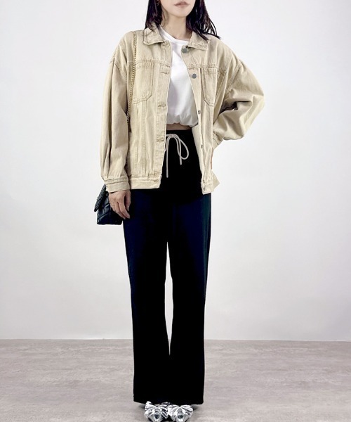 CLOTHY(クロシィ)の「【この色味、ただ者じゃない。】ウォッシュ加工Gジャン(デニムジャケット・レディース・ベージュ/ピンク/ブルー・MEDIUM)」の18枚目の写真