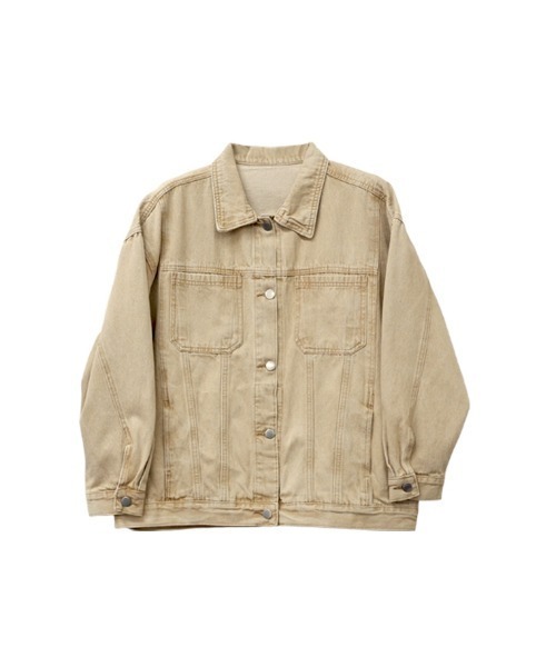 CLOTHY(クロシィ)の「【この色味、ただ者じゃない。】ウォッシュ加工Gジャン(デニムジャケット・レディース・ベージュ/ピンク/ブルー・MEDIUM)」の5枚目の写真