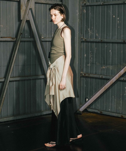 セール】ACETATE LINEN SATIN SKIRT/アセテートリーンサテンスカート