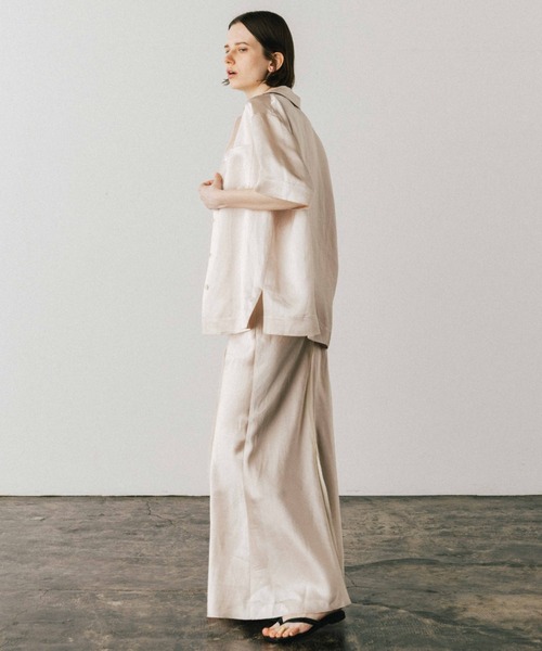 CREDONA(クレドナ)の「ACETATE LINEN SATIN SKIRT/アセテートリーンサテンスカート(スカート・レディース・ブラック/ホワイト・0/1)」の16枚目の写真