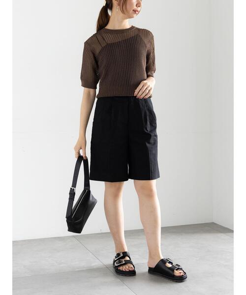 ◆boohoo◆刺繍リネンブレンドシャツ＆ショートパンツセット セール】リネンブレンドショートパンツ（セットアップ可