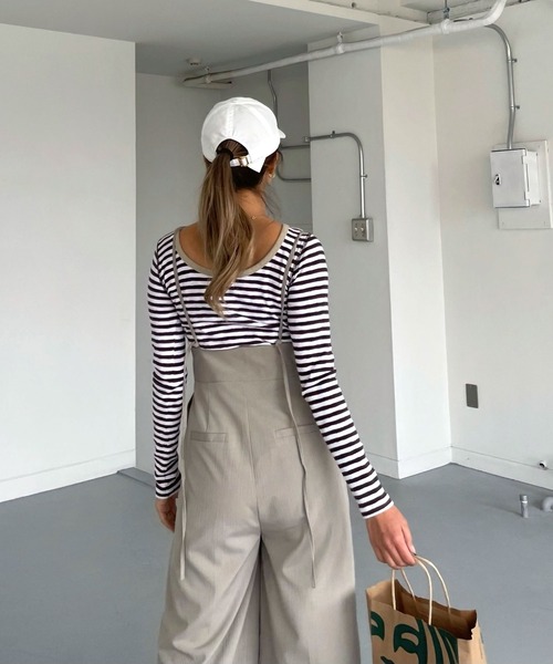 CHERI since1985（シェリ）の「クレープタックワイドサロペットパンツ（サロペット/オーバーオール・レディース・グレイッシュベージュ/ブラック・FREE）」の16枚目の写真