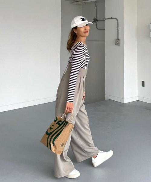 CHERI since1985（シェリ）の「クレープタックワイドサロペットパンツ（サロペット/オーバーオール・レディース・グレイッシュベージュ/ブラック・FREE）」の18枚目の写真