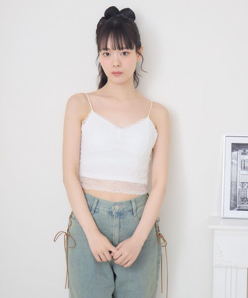 ems excite(エムズエキサイト)の「【新色追加】総レースキャミソール(Tシャツ/カットソー・レディース・ブラック/オフホワイト/ブラウン/ピンク・FREE)」の11枚目の写真