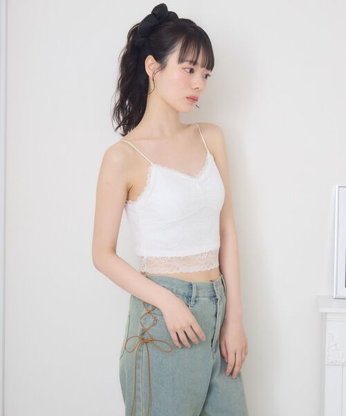 ems excite(エムズエキサイト)の「【新色追加】総レースキャミソール(Tシャツ/カットソー・レディース・ブラック/オフホワイト/ブラウン/ピンク・FREE)」の12枚目の写真